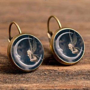 NEW! Angel accent bronze earrings